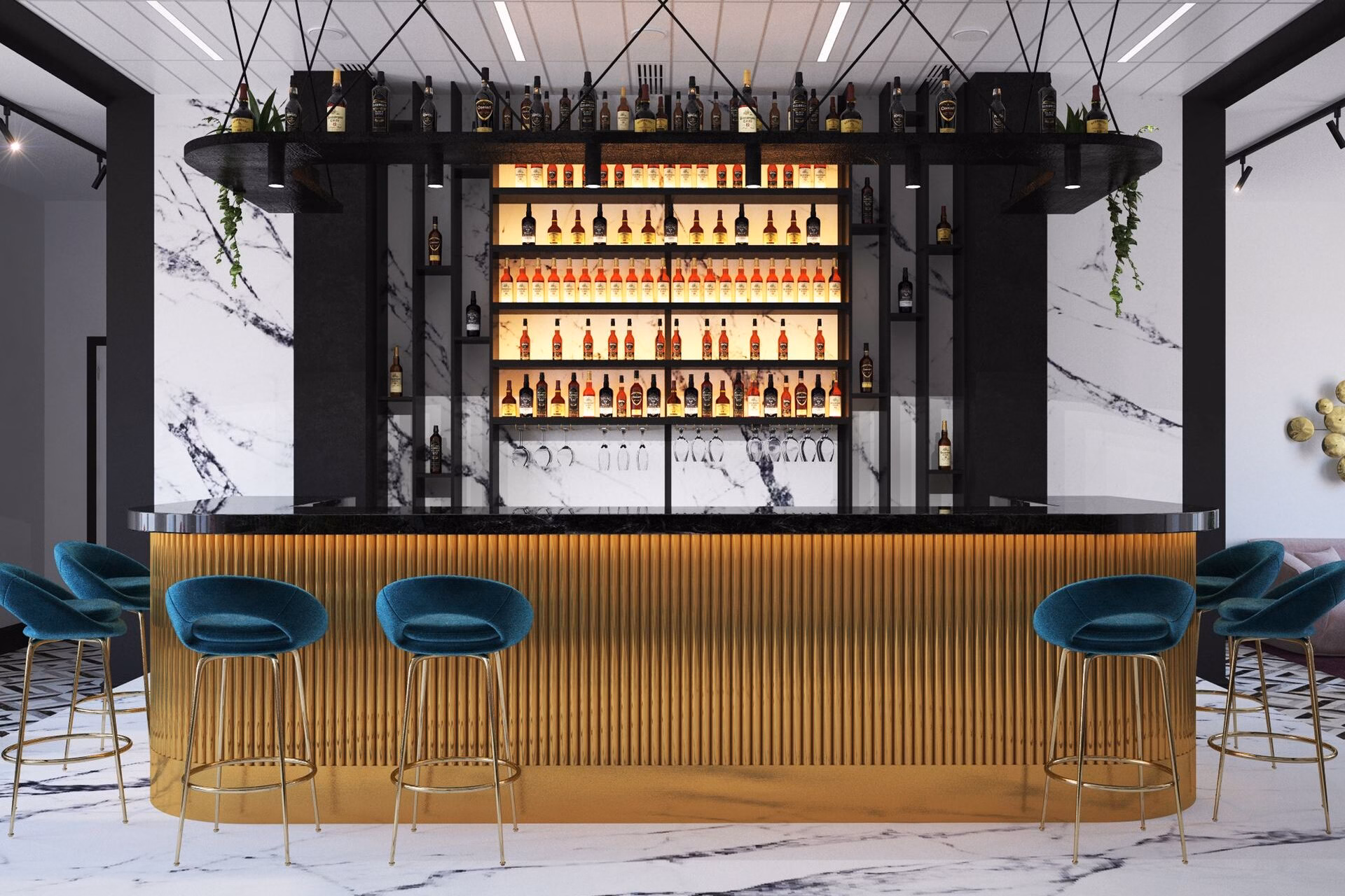 Modern kafe ve banko tezgahi